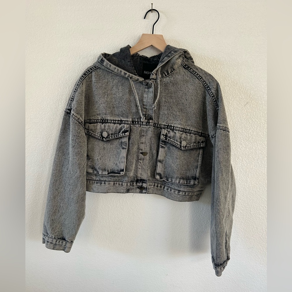 NWT Fashion Nova Charcoal Denim Jacket